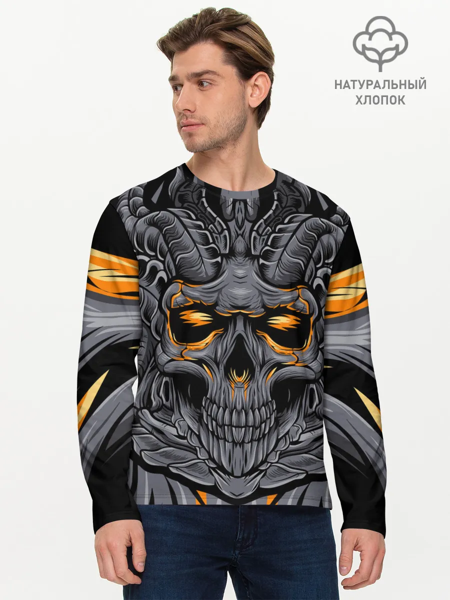 Мужской лонгслив базовый / Череп дьявола