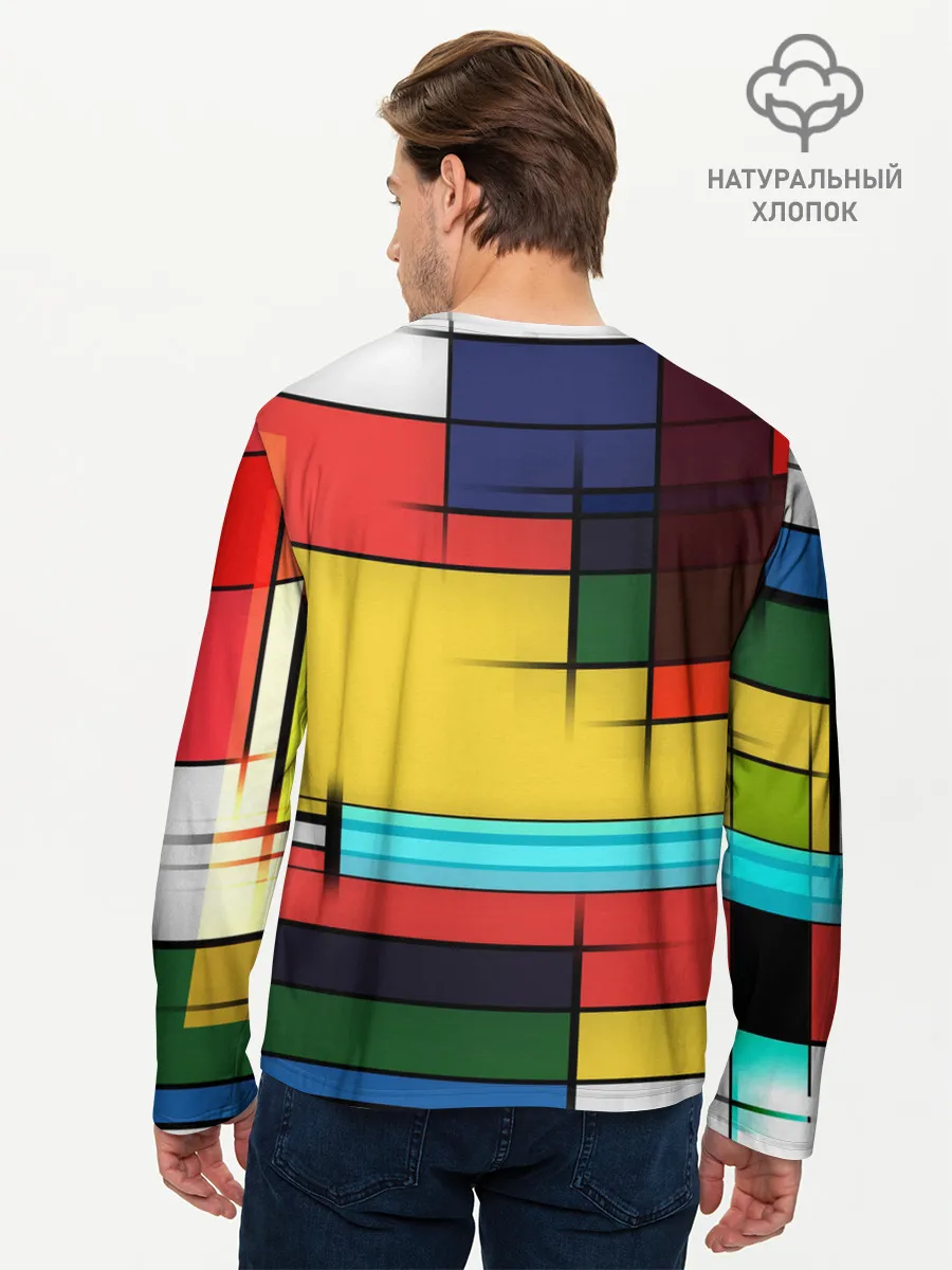 Мужской лонгслив базовый / абстрактные фигуры цвета