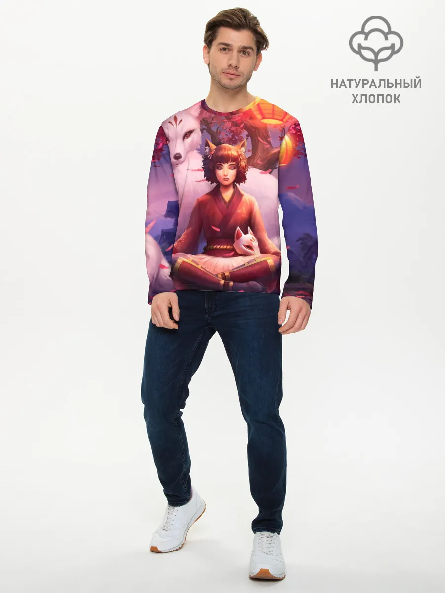 Мужской лонгслив базовый / Девушка-лиса