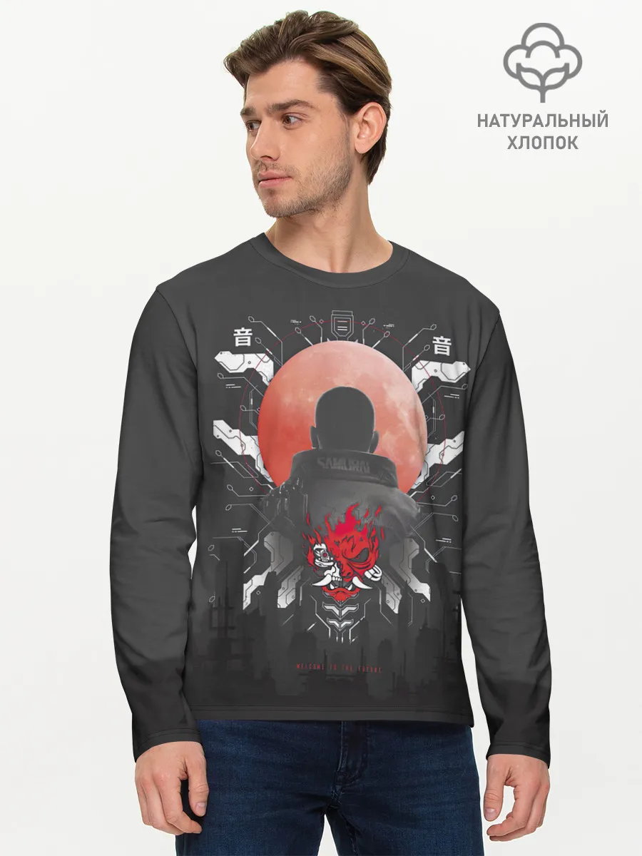 Мужской лонгслив базовый / Cyberpunk 2077 WELCOME TO THE FUTURE