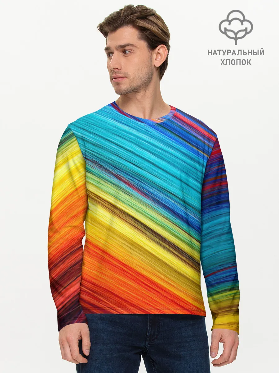 Мужской лонгслив базовый / цветной мех диагональ