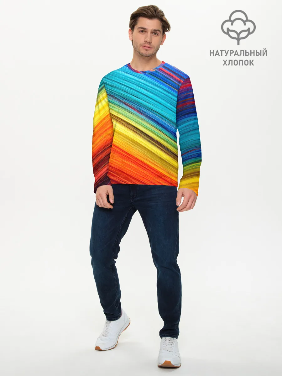 Мужской лонгслив базовый / цветной мех диагональ