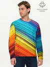 Мужской лонгслив базовый / цветной мех диагональ