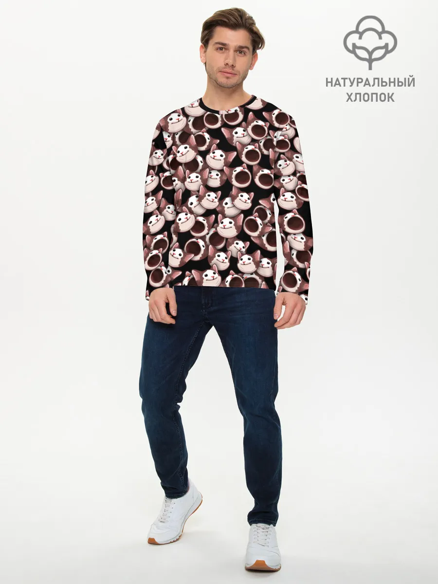 Мужской лонгслив базовый / Popping cats