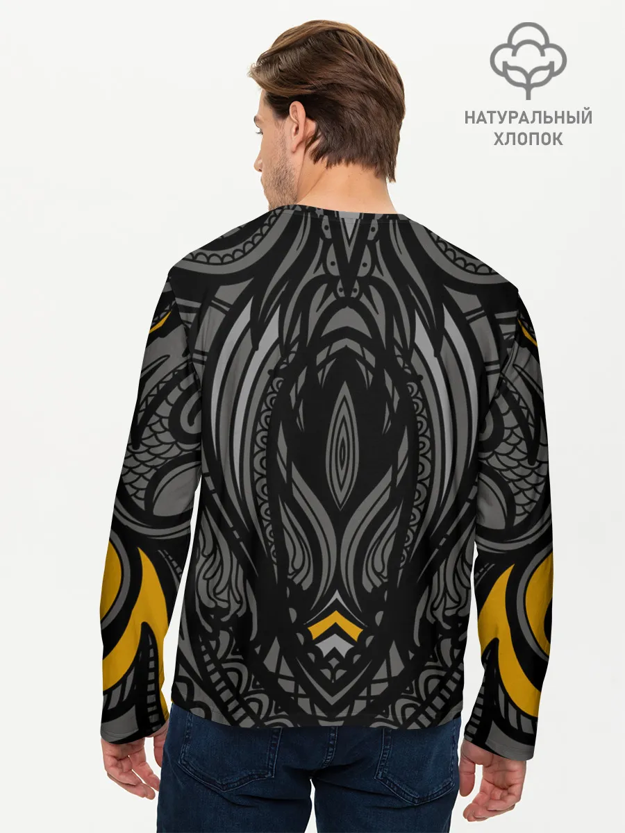 Мужской лонгслив базовый / Рисунок сова