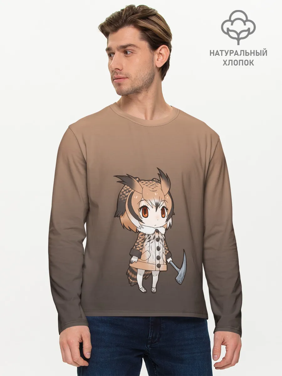 Мужской лонгслив базовый / девочка сова с топром