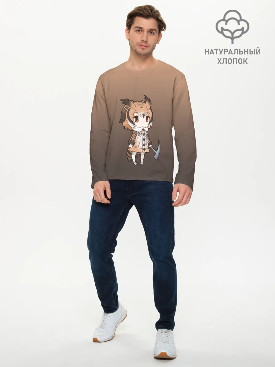 Мужской лонгслив базовый / девочка сова с топром