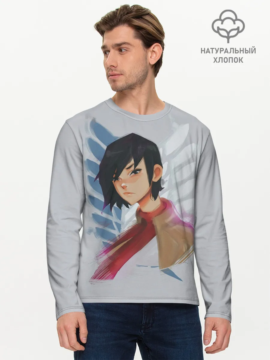 Мужской лонгслив базовый / Logo and Mikasa