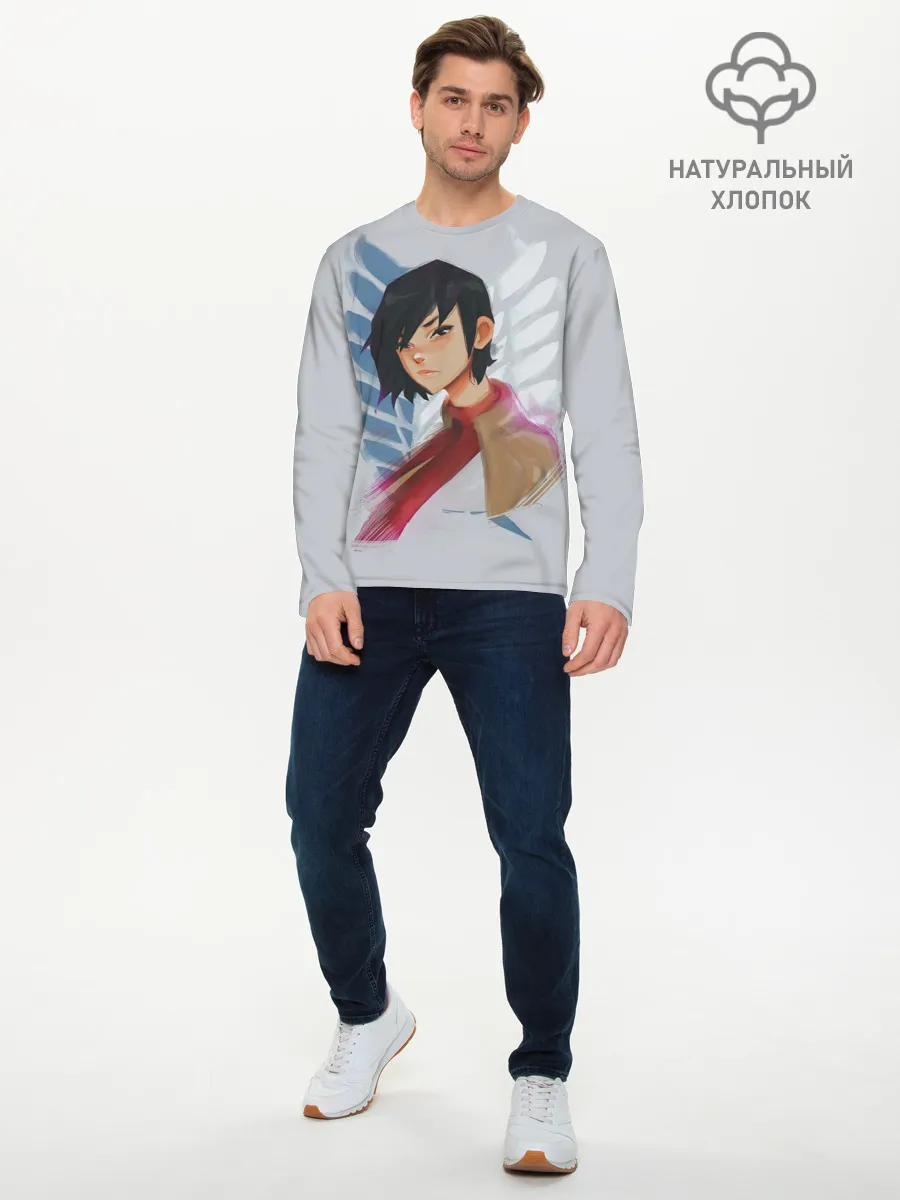 Мужской лонгслив базовый / Logo and Mikasa