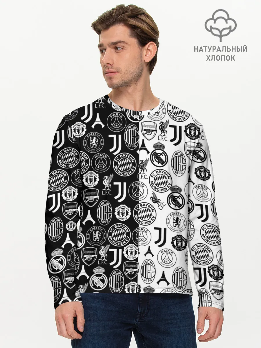 Мужской лонгслив базовый / ЛОГОТИПЫ ФУТБОЛЬНЫХ КОМАНД