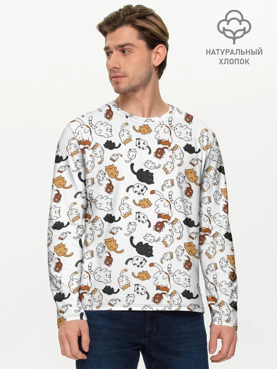 Мужской лонгслив базовый / Коты