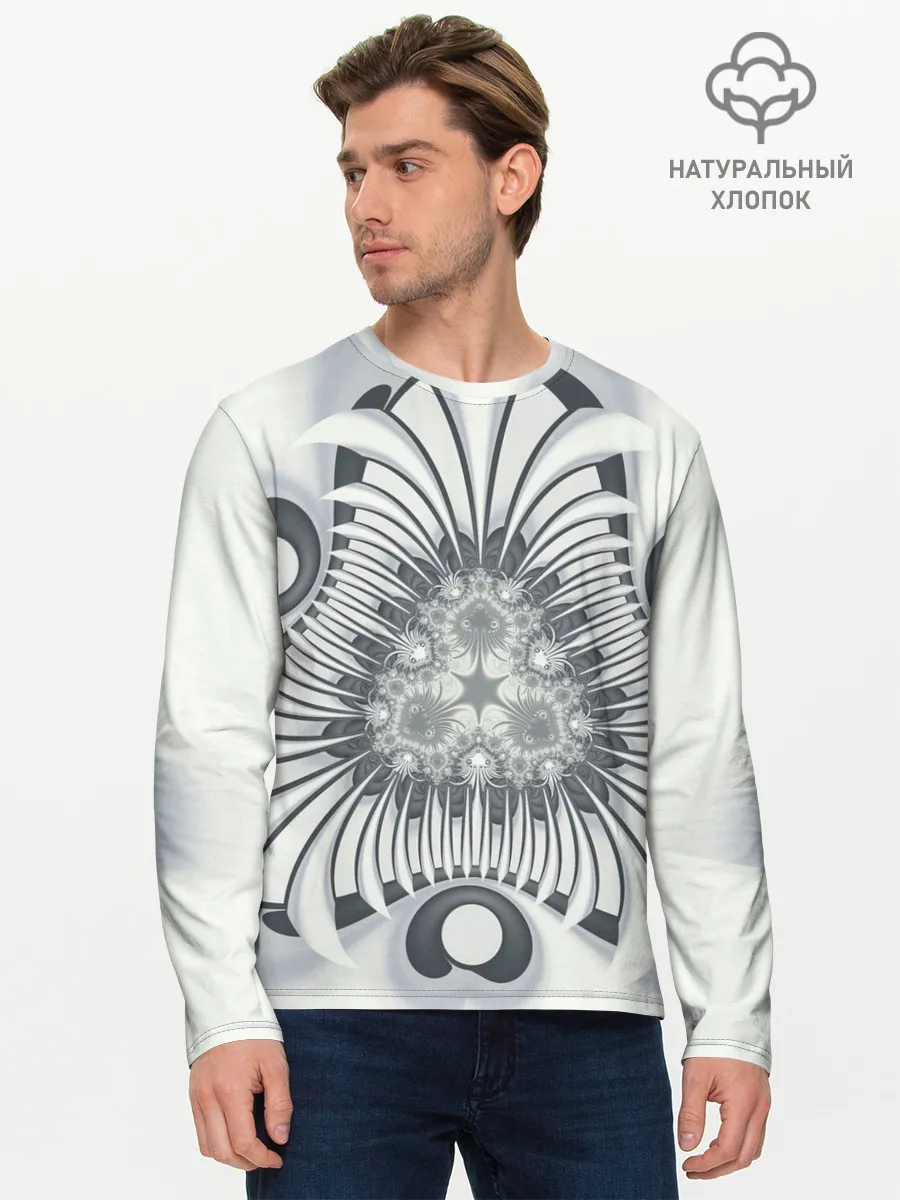 Мужской лонгслив базовый / Серая абстракция