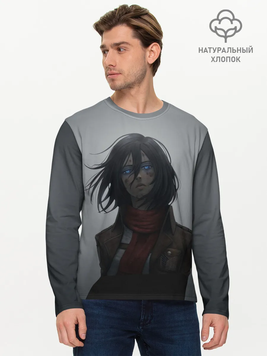 Мужской лонгслив базовый / Микаса Аккерман