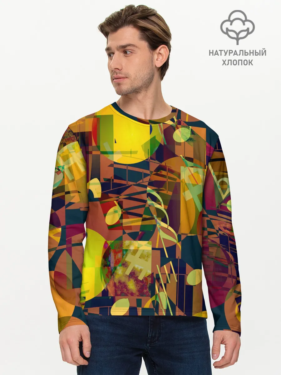 Мужской лонгслив базовый / Музыкальный глитч