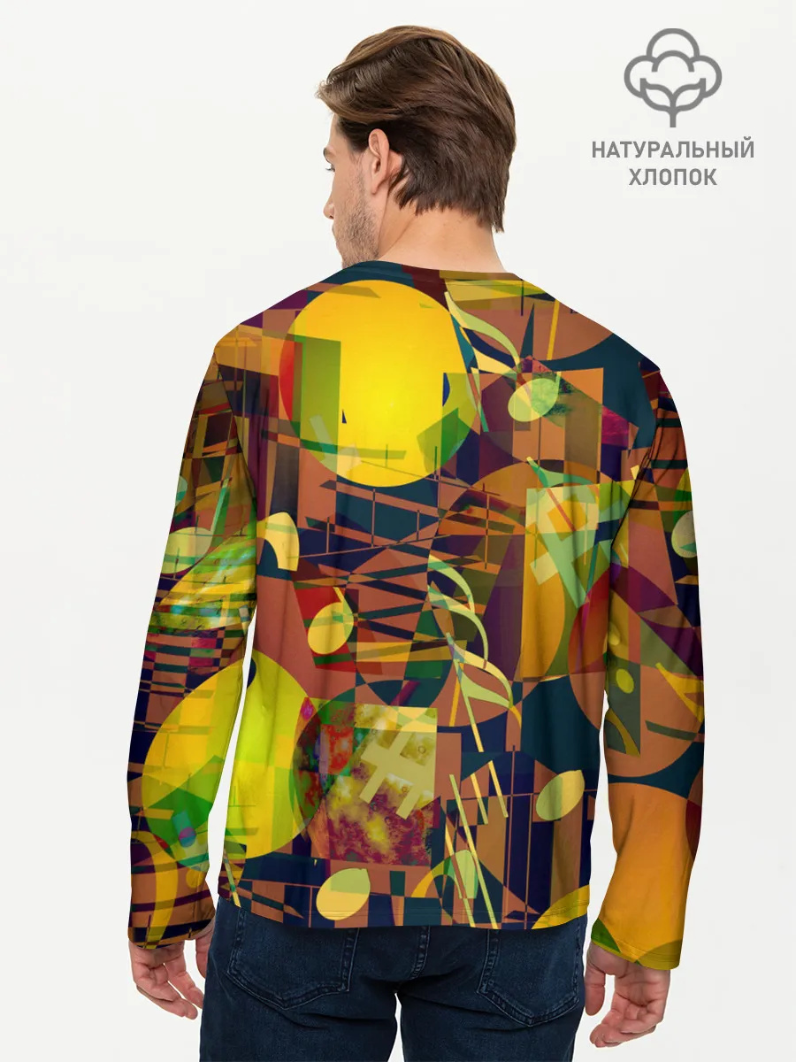 Мужской лонгслив базовый / Музыкальный глитч