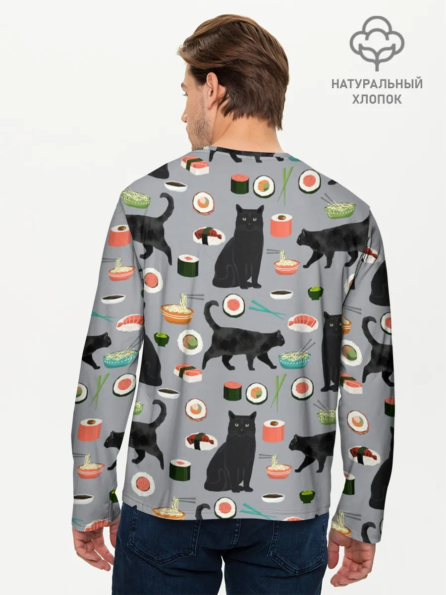 Мужской лонгслив базовый / Котики и Суши