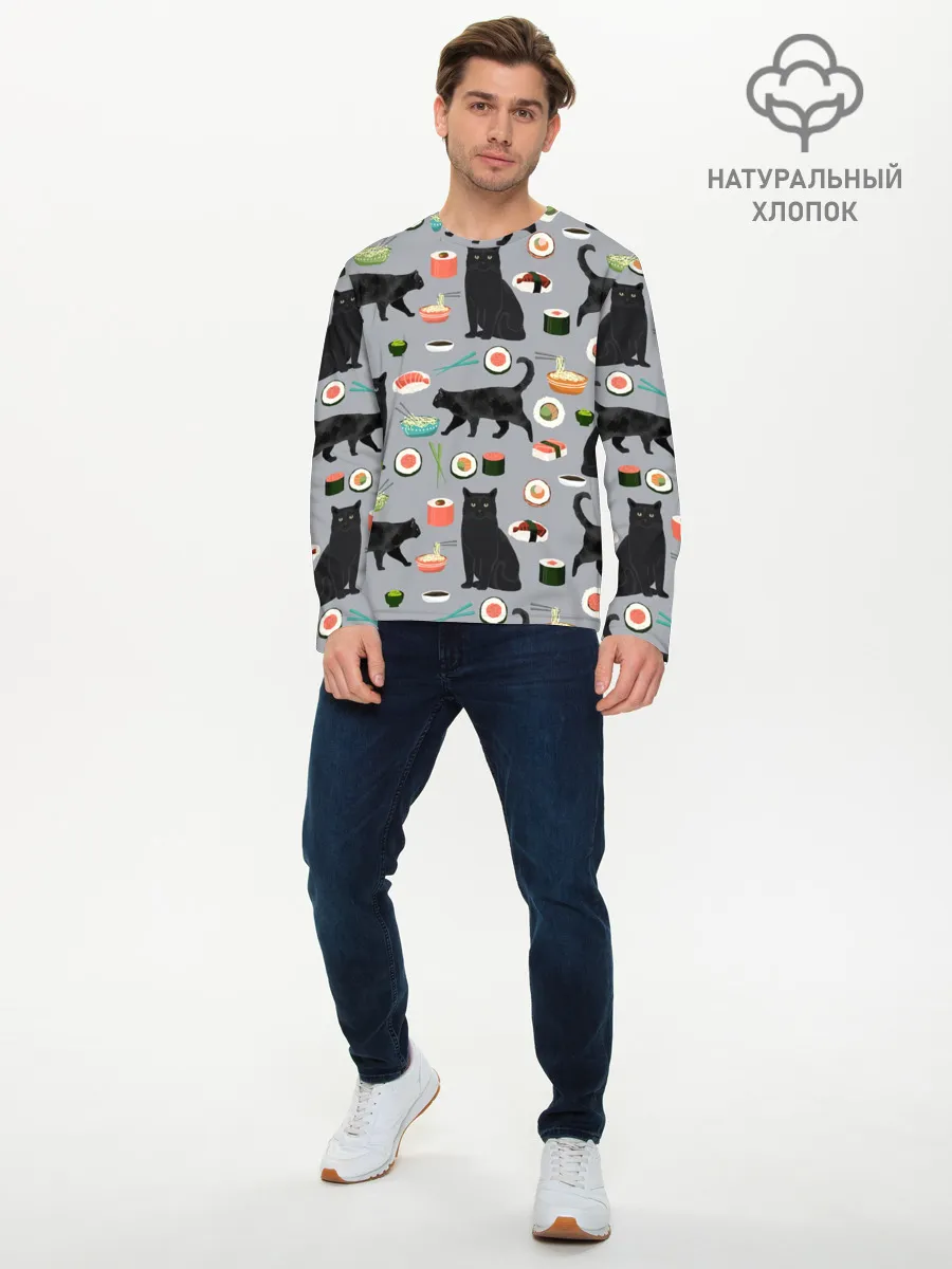 Мужской лонгслив базовый / Котики и Суши
