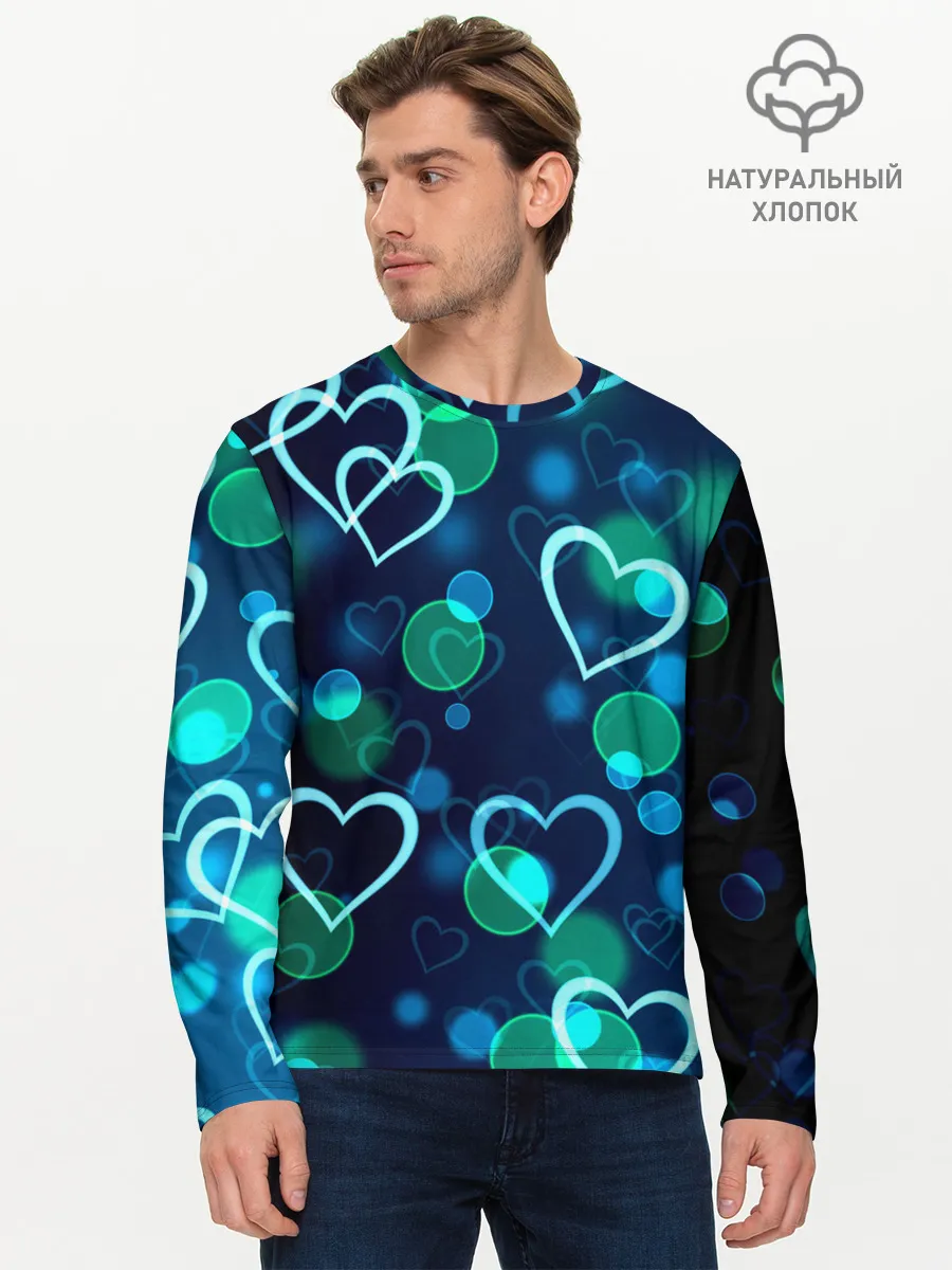 Мужской лонгслив базовый / Сердца