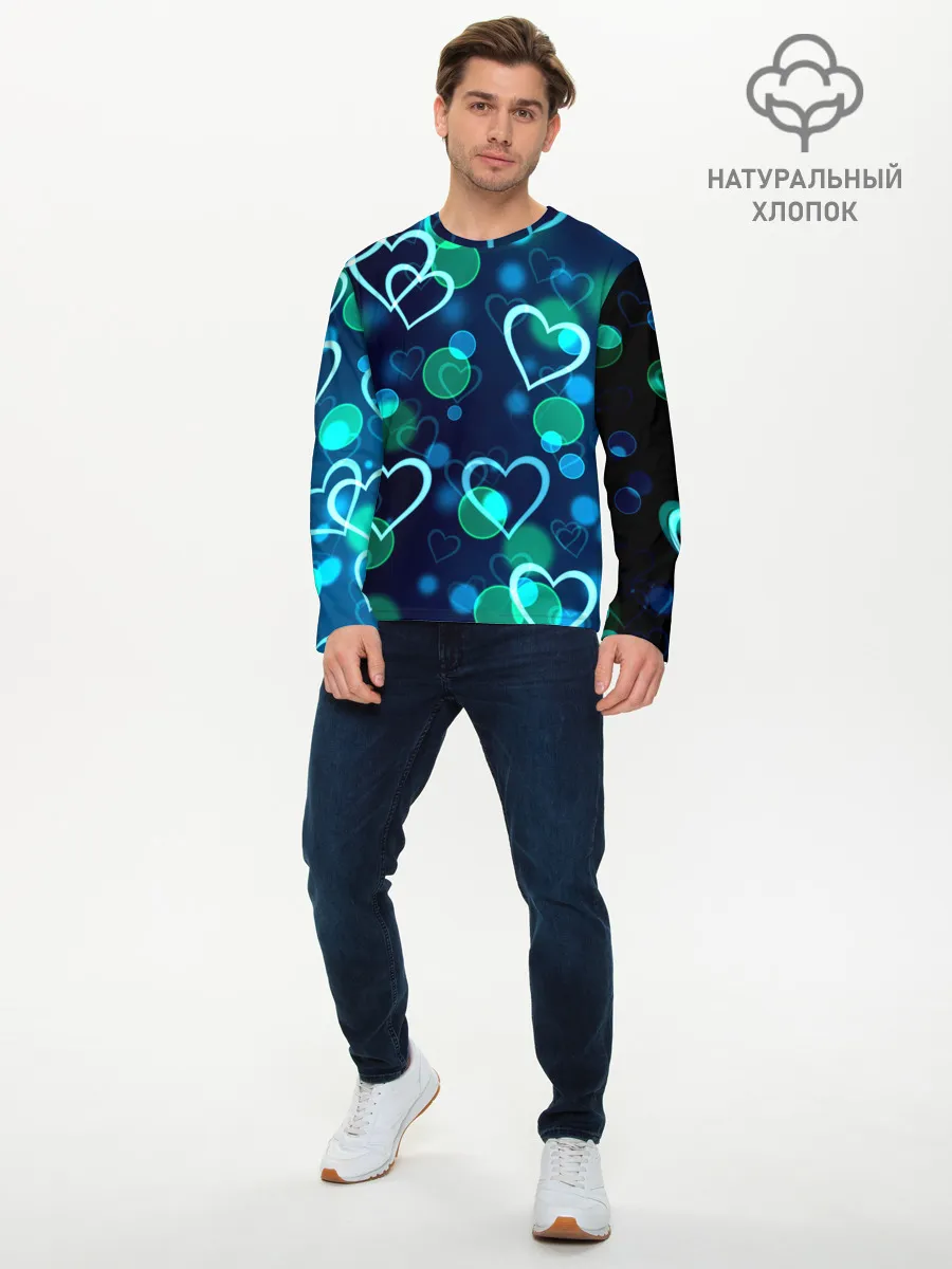 Мужской лонгслив базовый / Сердца
