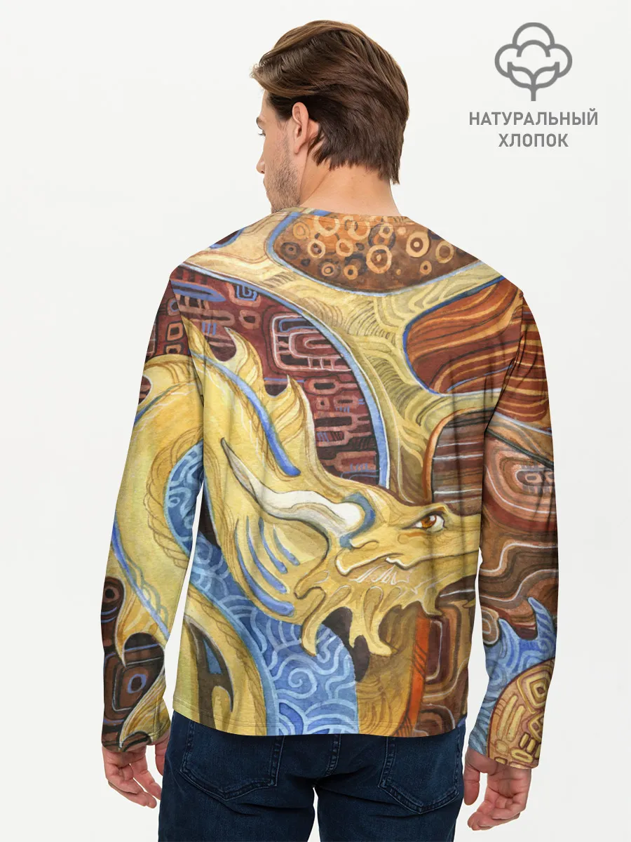 Мужской лонгслив базовый / узорчатый дракон