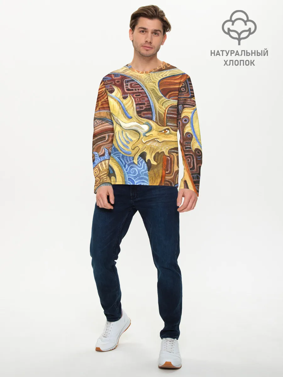 Мужской лонгслив базовый / узорчатый дракон