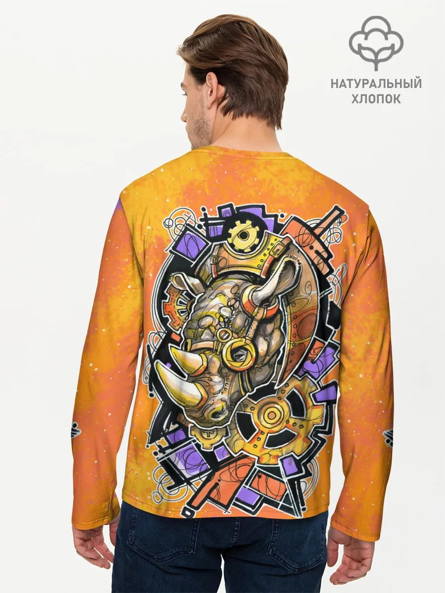 Мужской лонгслив базовый / Стимпанк Носорог - Rhino