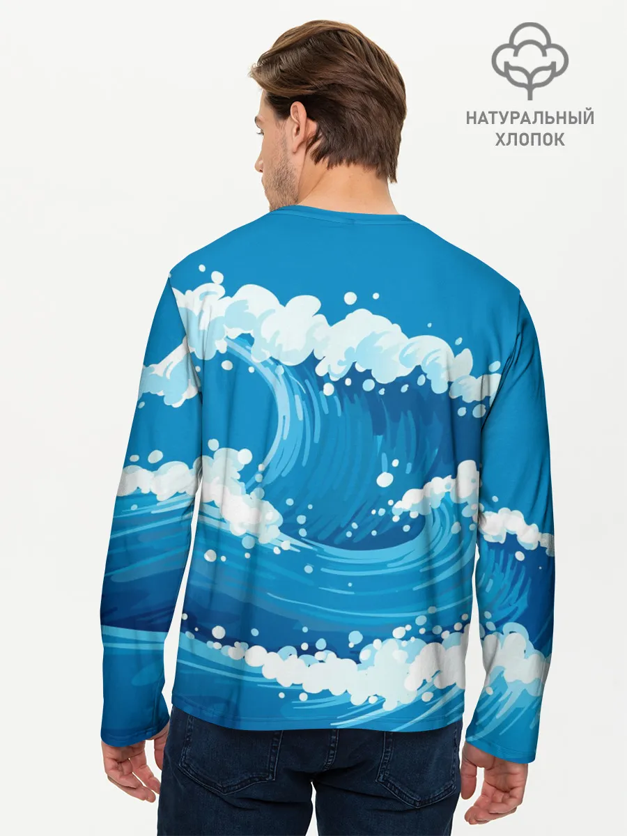 Мужской лонгслив базовый / Волны
