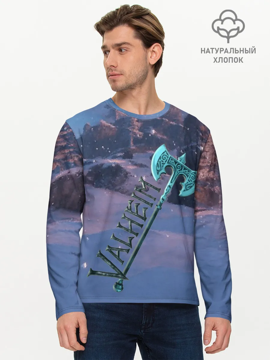 Мужской лонгслив базовый / Valheim лого с секирой