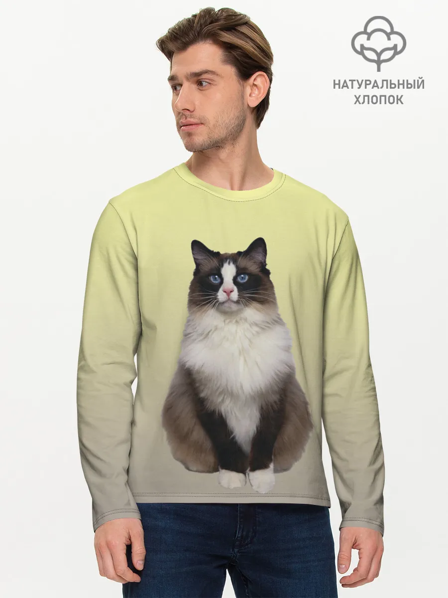 Мужской лонгслив базовый / персидская пушистая кошка