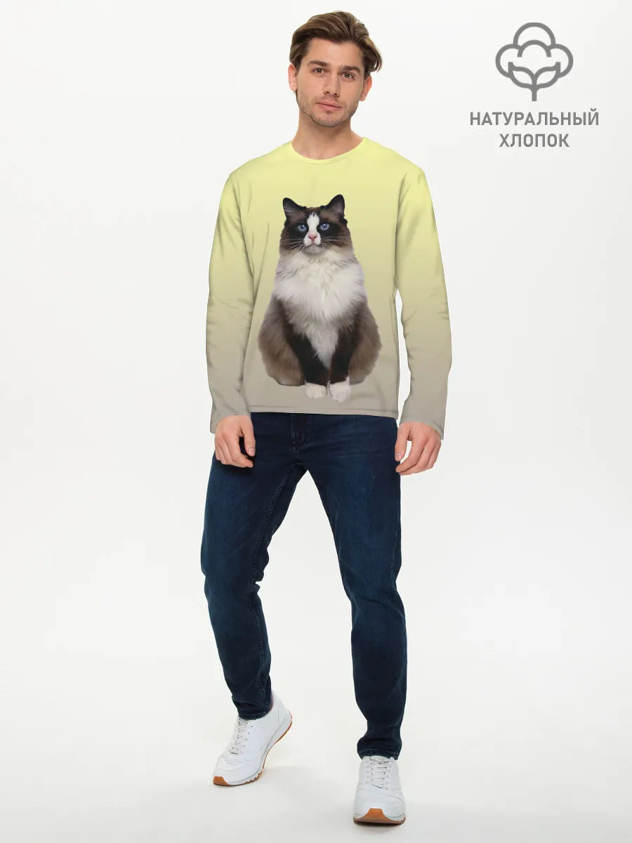 Мужской лонгслив базовый / персидская пушистая кошка