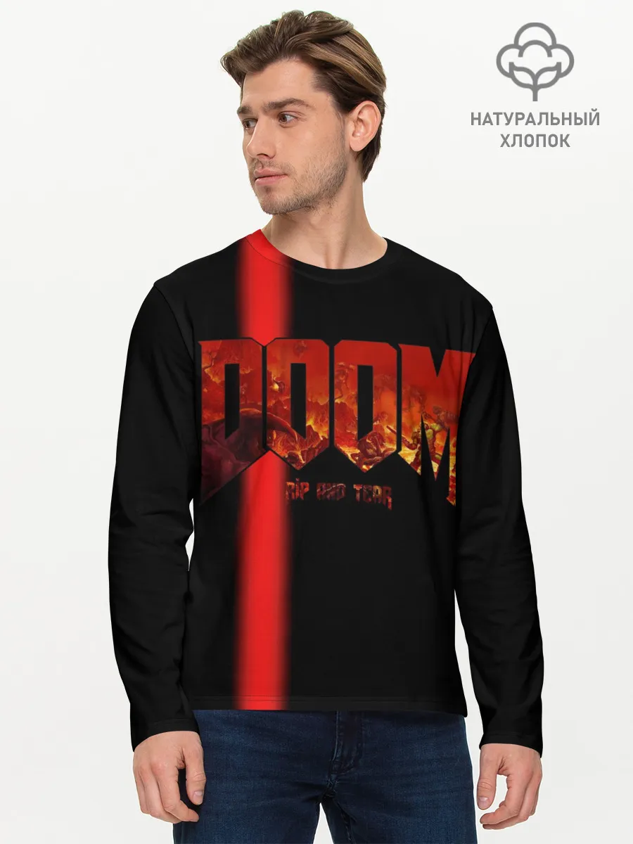 Мужской лонгслив базовый / Doom | Rip and Tear