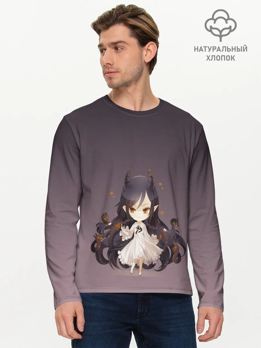 Мужской лонгслив базовый / демоница волосы змеи милашка
