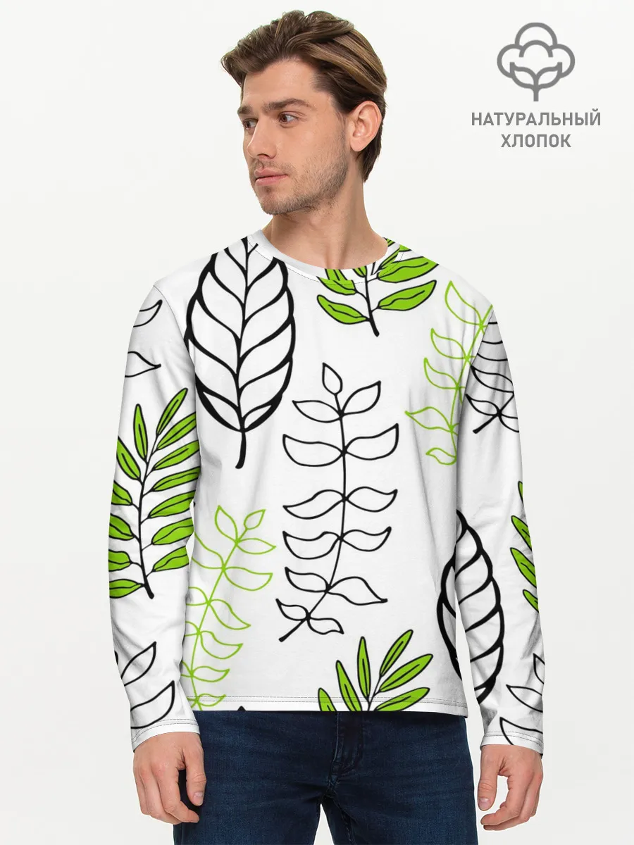 Мужской лонгслив базовый / Листья