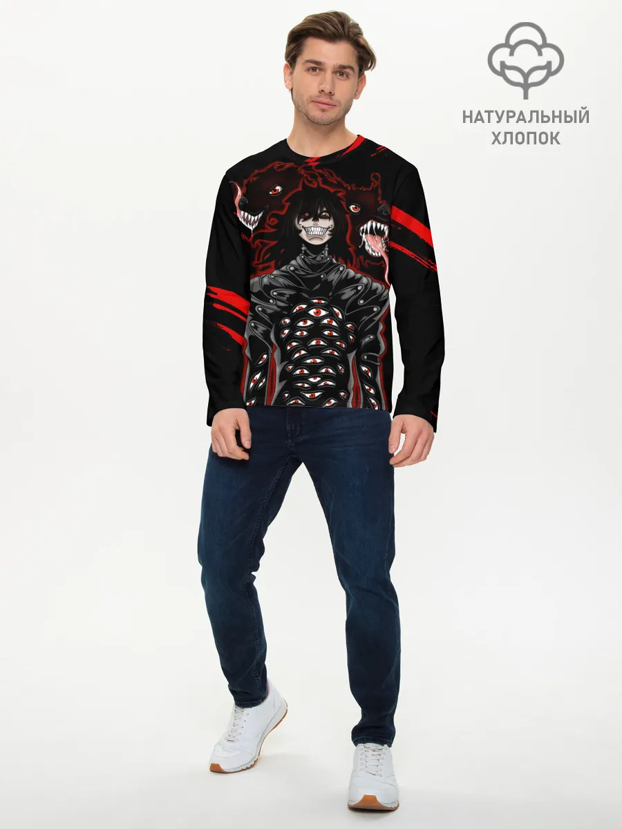 Мужской лонгслив базовый / Юмико Такаги в черном Hellsing