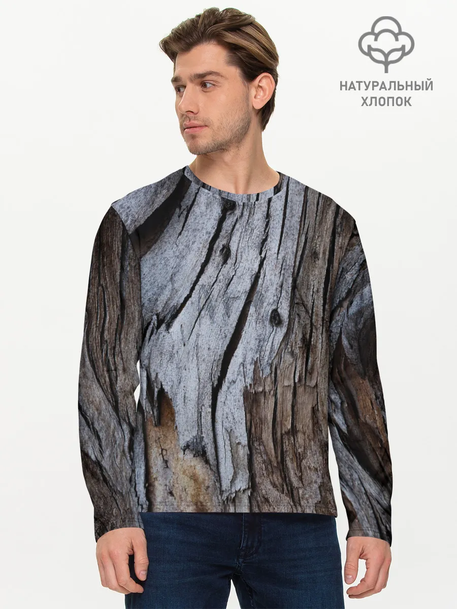Мужской лонгслив базовый / Древесная кора