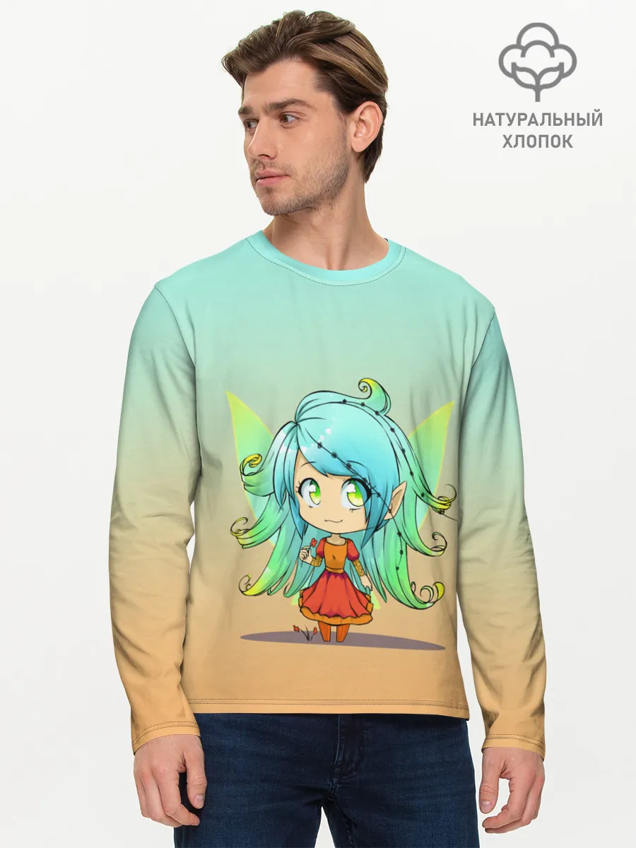 Мужской лонгслив базовый / малышка фея с крылышками