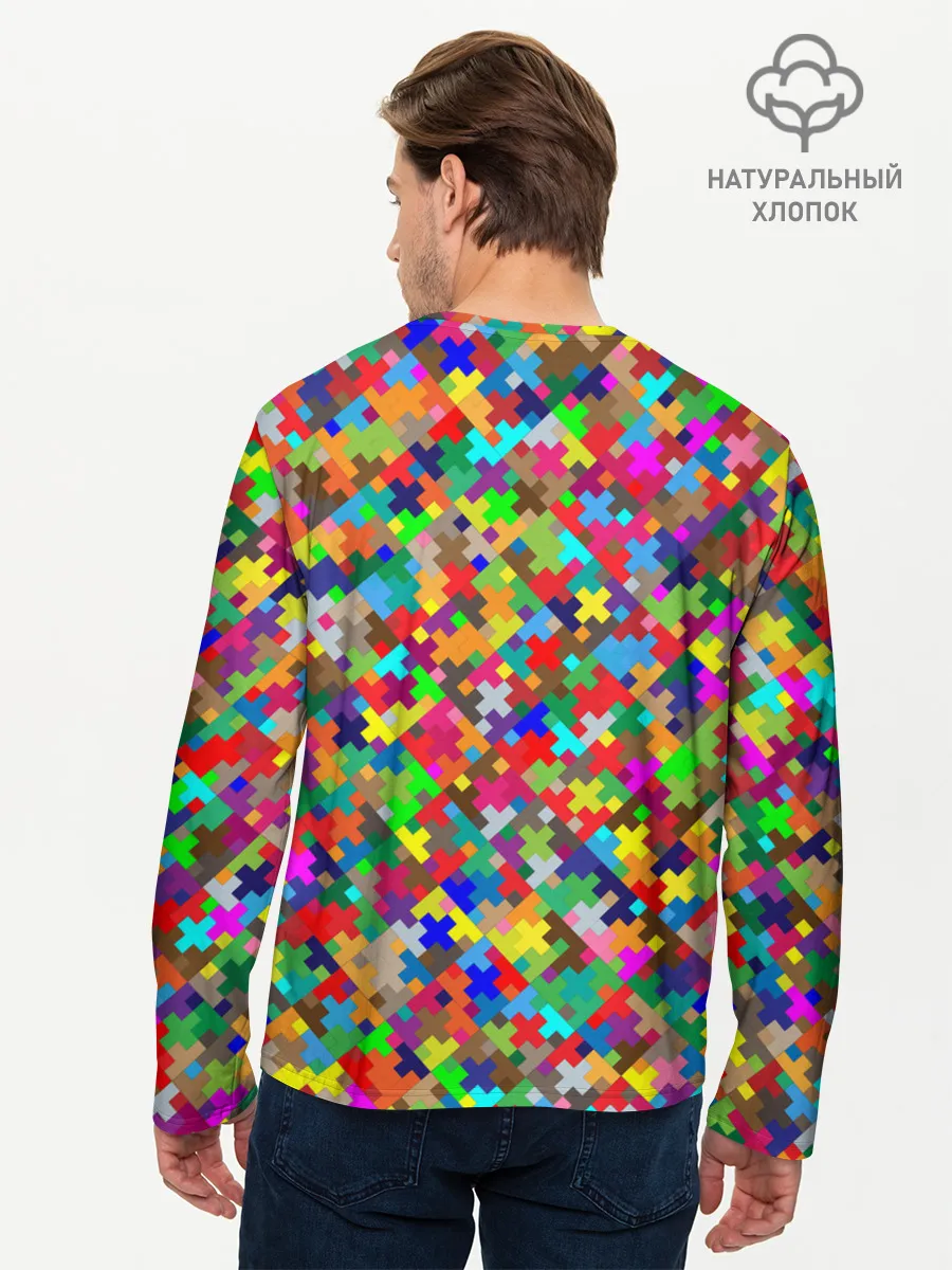 Мужской лонгслив базовый / РАЗНОЦВЕТНЫЙ ПАЗЛ