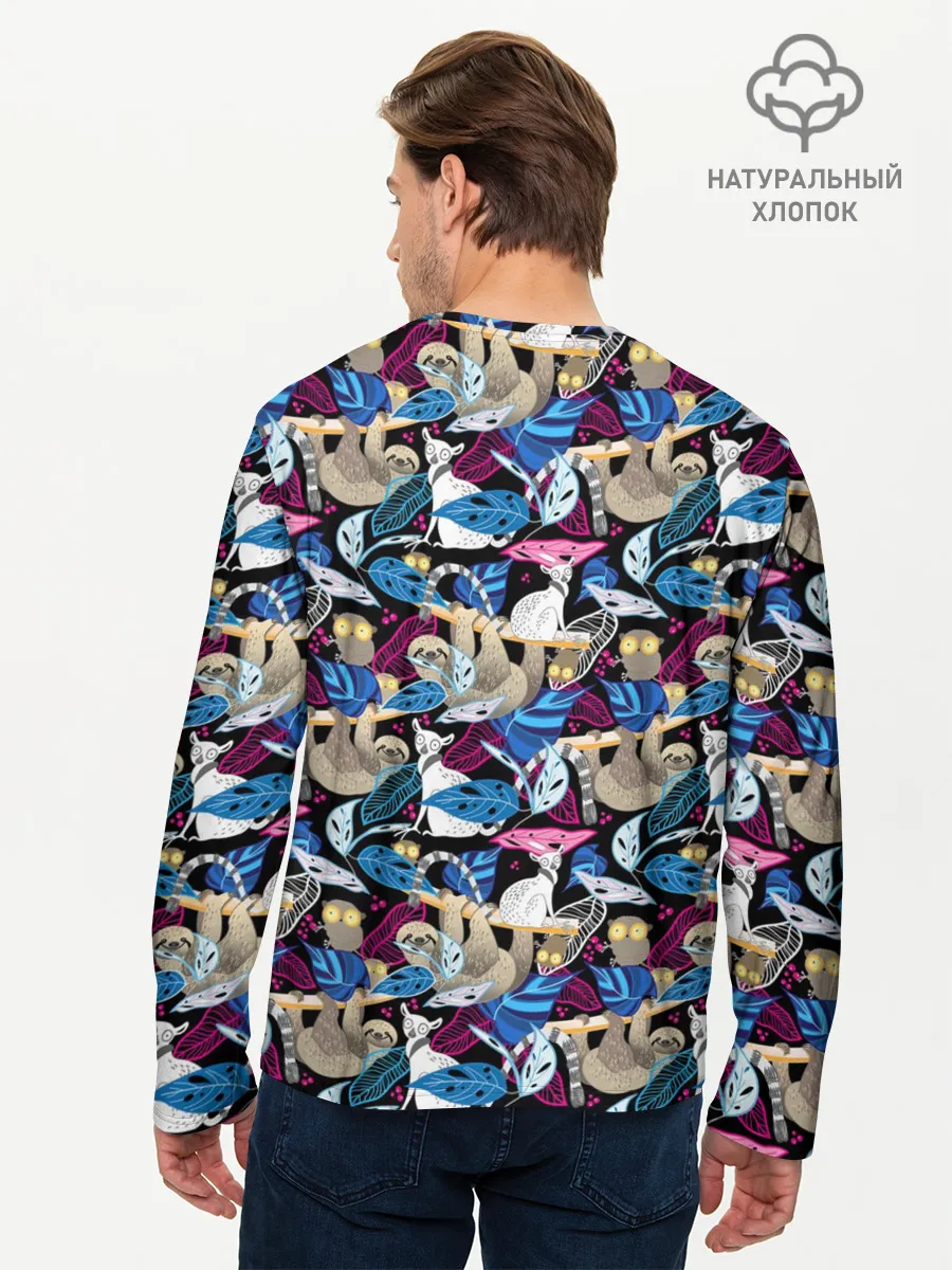 Мужской лонгслив базовый / Ленивцы и Лемуры