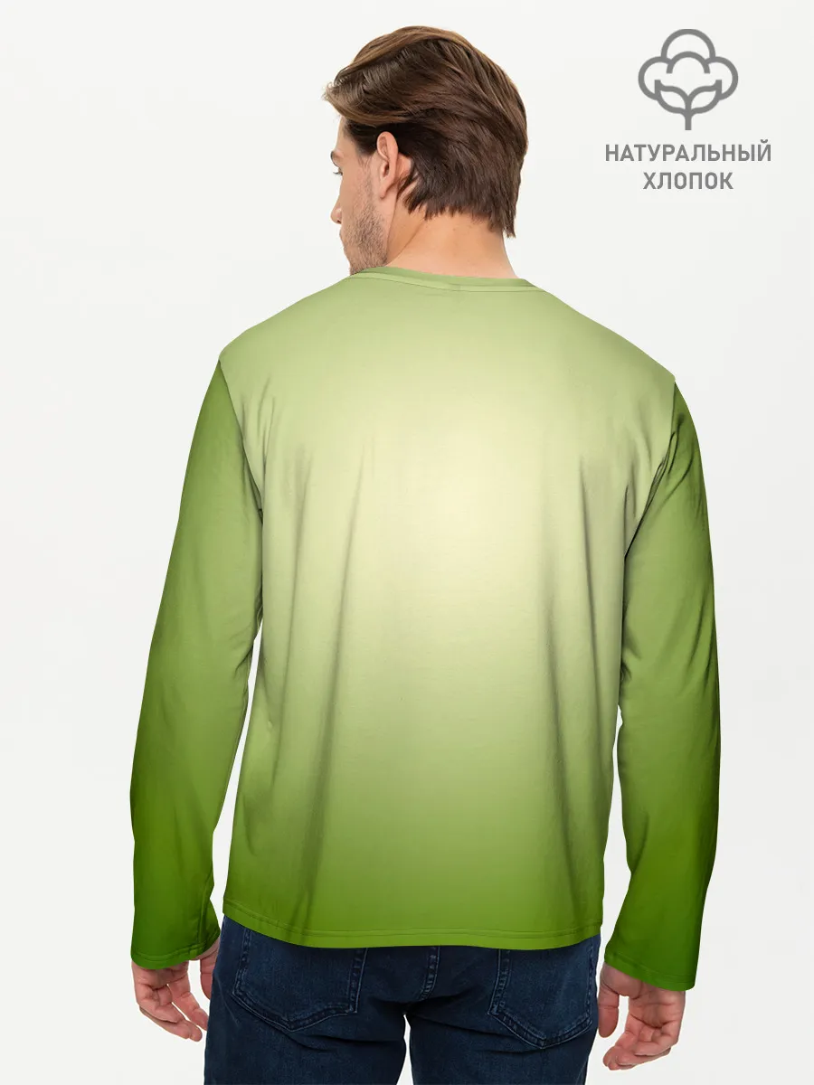 Мужской лонгслив базовый / Билли Айлиш на зеленом фоне