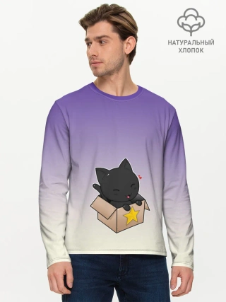 Мужской лонгслив базовый / черный котенок в коробке
