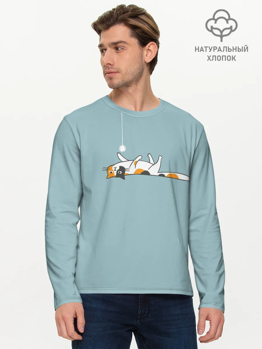 Мужской лонгслив базовый / Котик грустит