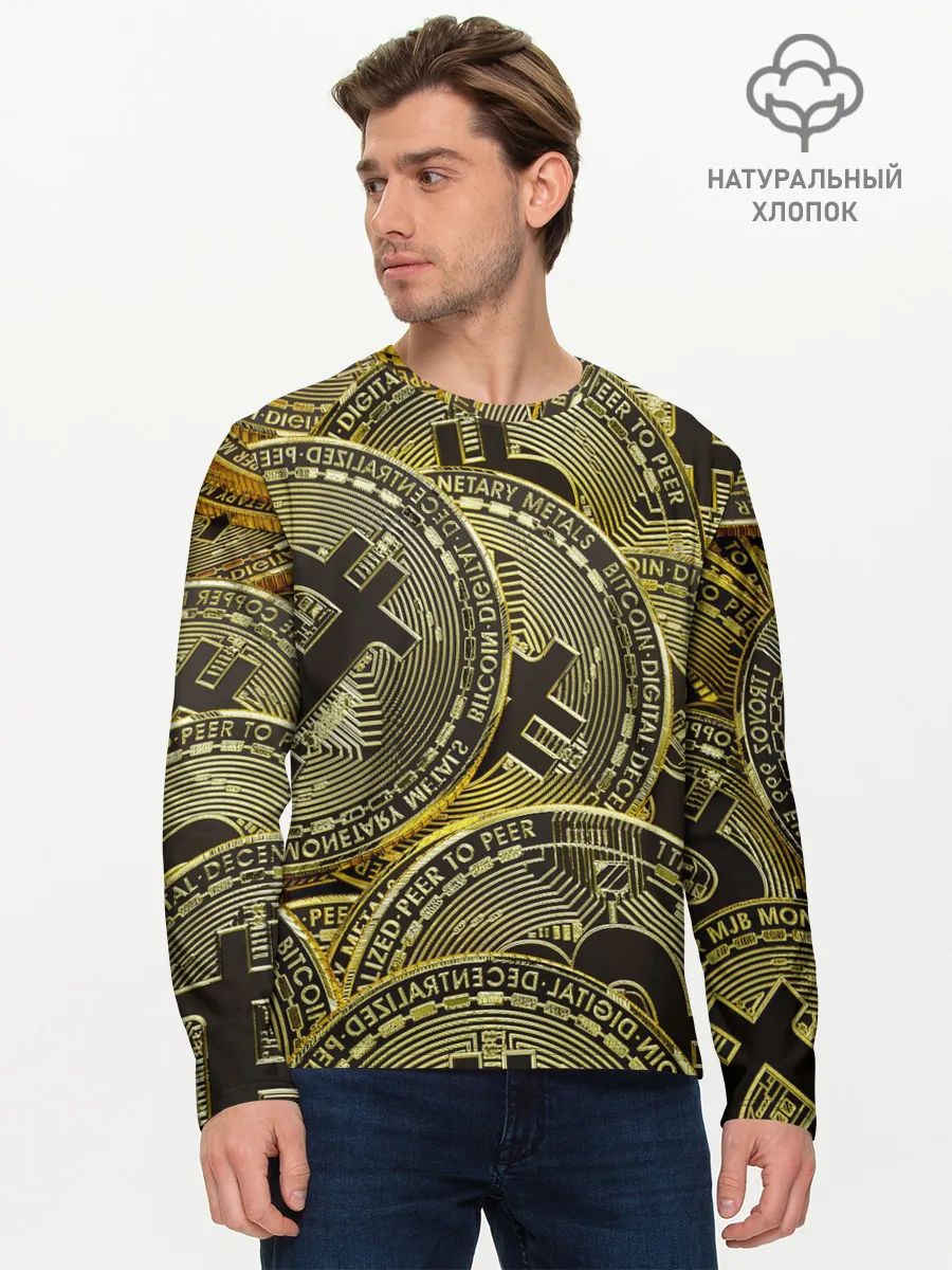 Мужской лонгслив базовый / БИТКОИНЫ МОНЕТЫ