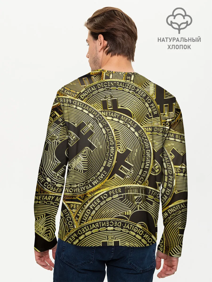 Мужской лонгслив базовый / БИТКОИНЫ МОНЕТЫ