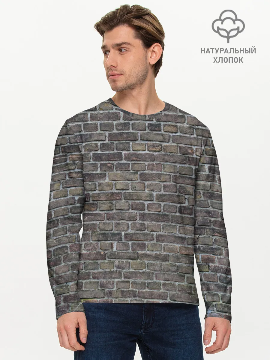 Мужской лонгслив базовый / кирпич