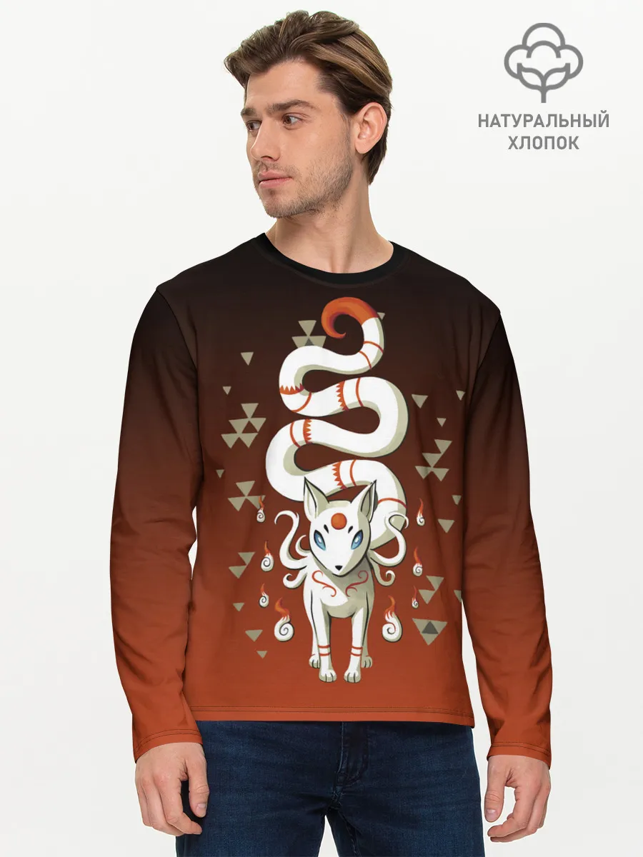 Мужской лонгслив базовый / Длиннохвостая лисица Инари
