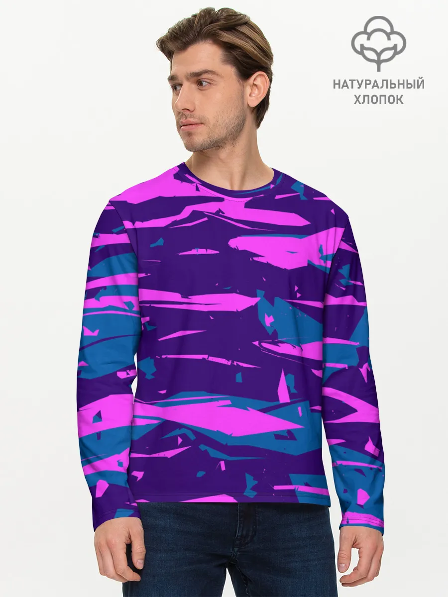 Мужской лонгслив базовый / CYBERSTYLE NEON CAMOUFLAGE
