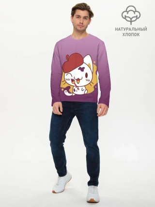 Мужской лонгслив базовый / кот художник творец