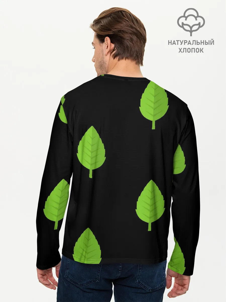 Мужской лонгслив базовый / Птица и листочек