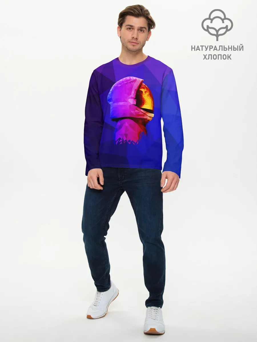 Мужской лонгслив базовый / полигональный космонавт