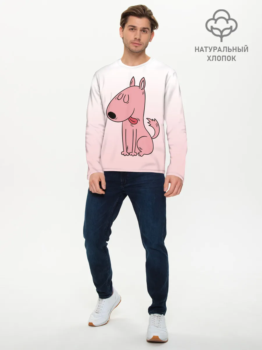 Мужской лонгслив базовый / мультяшный мопс